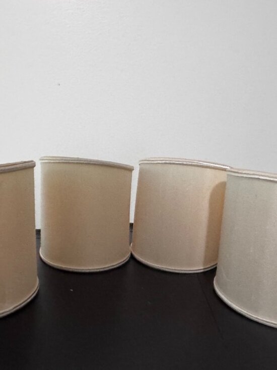 Other - Off-White Silk 'Shield'/'Half' Sconce Shades, Set of 4, Gold Clip-On Fitting, Ex